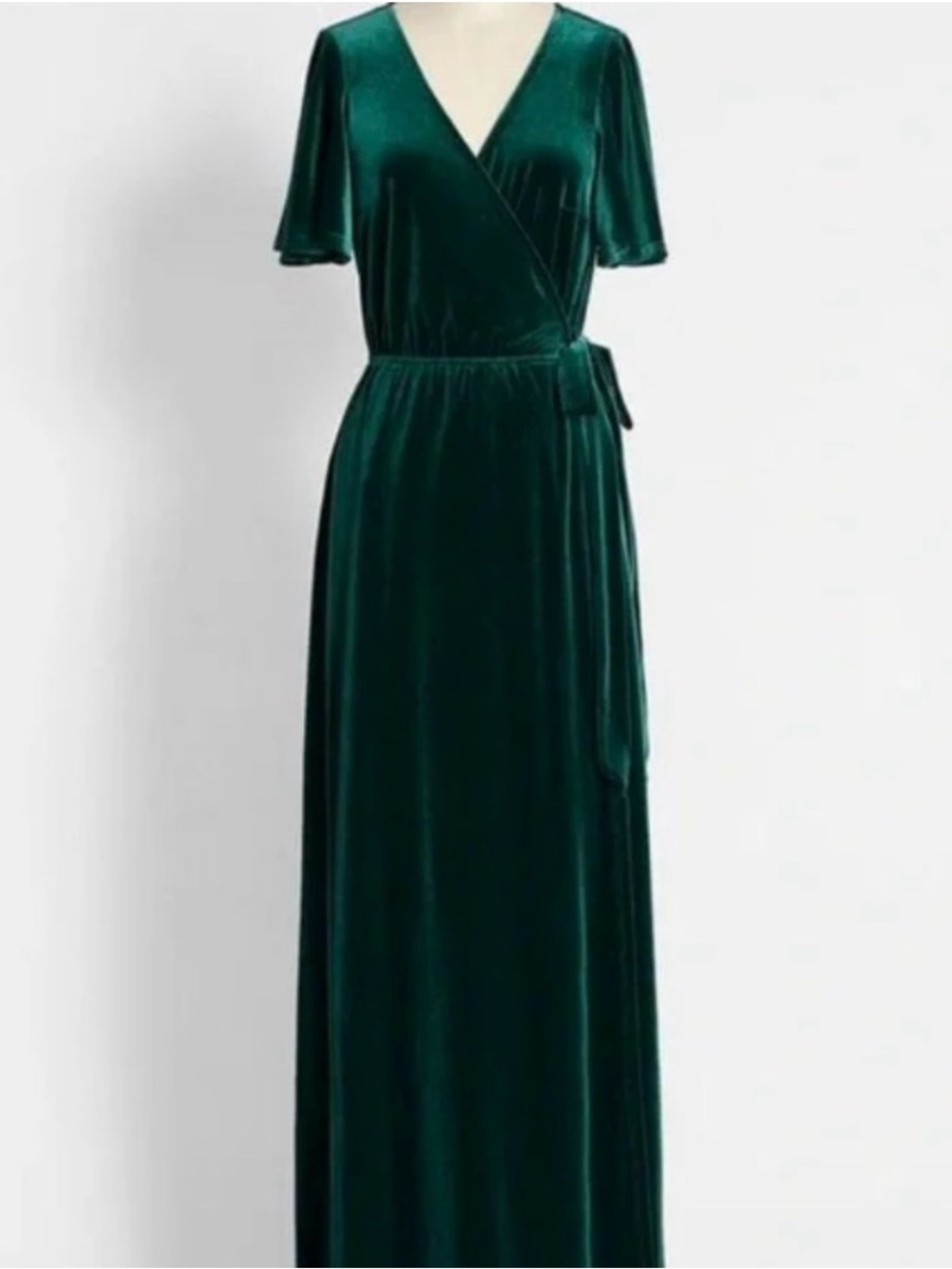 ModCloth Timeless Embrace Elegant Teal Green Velvet Wrap Maxi Dress Plus 3X